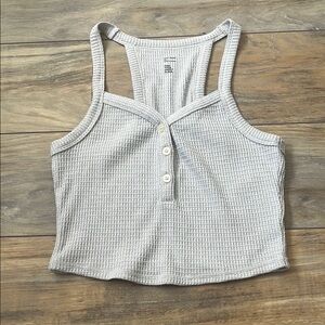 Hollister Gray Sleeveless Top with Buttons